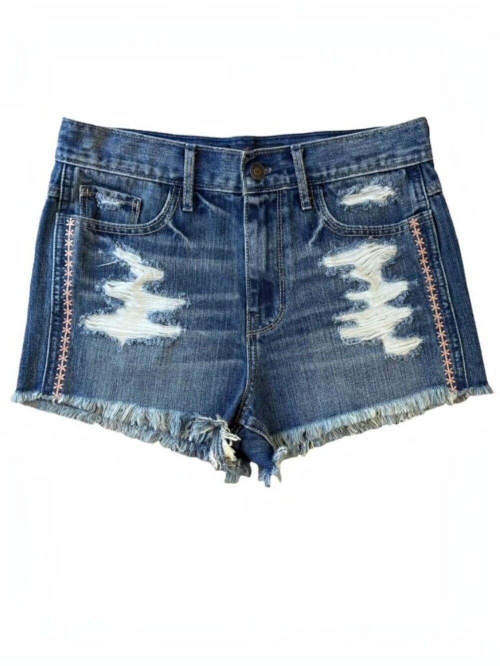 HOLLISTER High Rise Raw Hem Ripped Short-Short Jean Shorts - Size 5/27